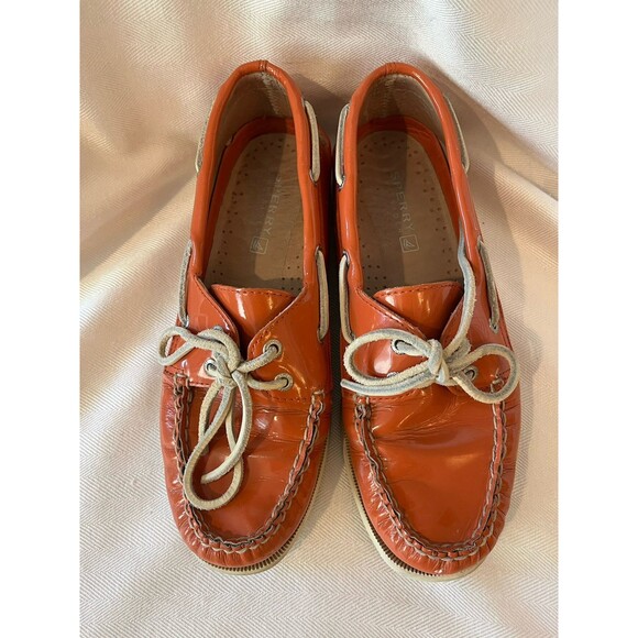 Sperry Top Sider Orange Patent Leather,‎ Women 6.5 Classic Boat Sperry is Back! - Picture 1 of 8